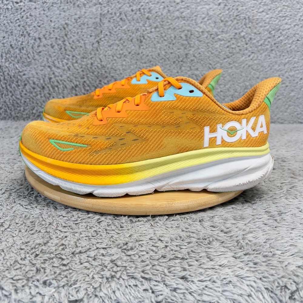 Hoka Clifton 9 Mens Running Shoes Orange Yellow High 1127895-SRSH Size 12D